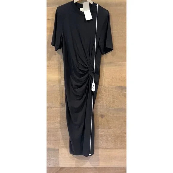 ISABEL MARANT BLACK DRAPED DRESS WITH SLIT SIZE S NEW - Picture 7 of 10